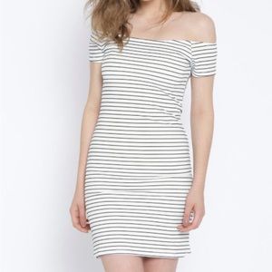 (2/$25) MANGO Off shoulder strip dress